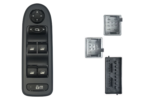 BOTONERA COMPLETA PUERTA DEL IZQ+RETROVISOR (4 BOT) 26PINS