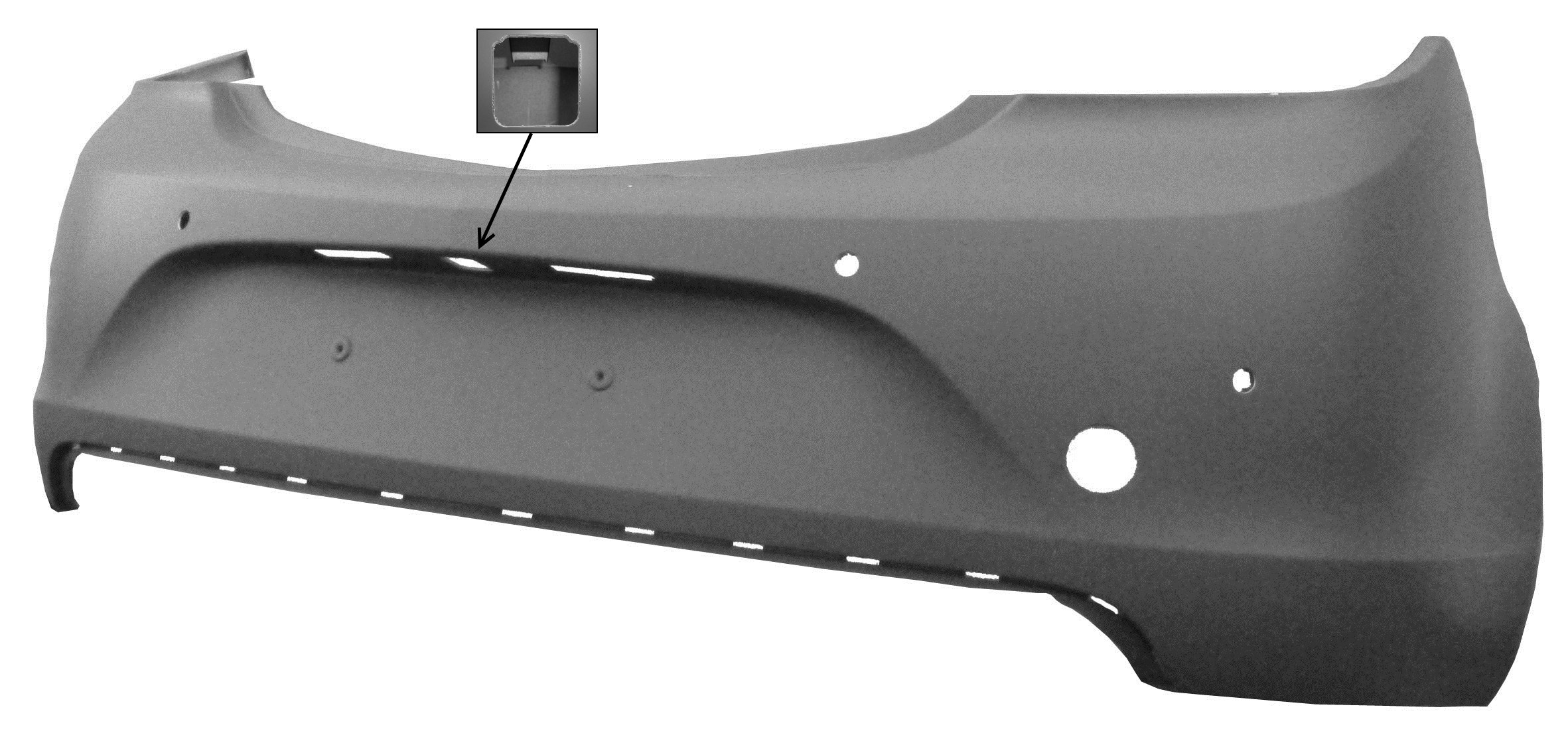 PARAGOLPES TRASERO IMPRIMADO C/4HUECO SENSOR + CAMARA